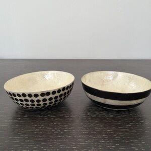 Source Unknown Black and Cream Patterned Bowls